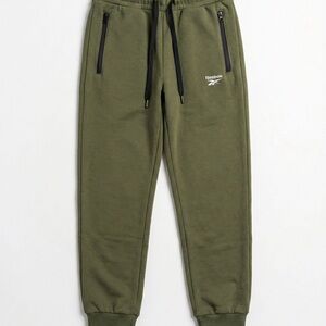 🆒 Reebok Men's Olive Green Drawstring Joggers with Black Accents
